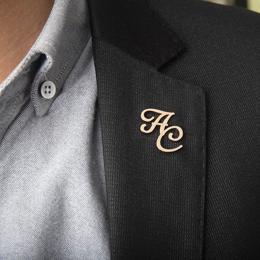 Men's Suit Name Double Letter Brooch - P12 Hub Europe
