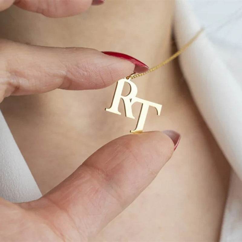 Stainless Steel Gold-plated Personalized Letter Pendant Necklace - P12 Hub Europe