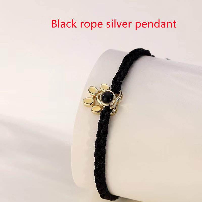 Beaded Personalized Photo Projection Bracelet Custom Photo Dog Paw Bracelet Pet Photo Necklace Cat PawPendant Commemorative Gift - P12 Hub Europe