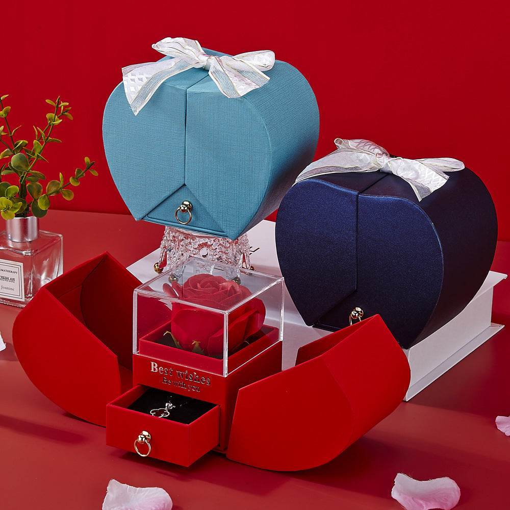 Apple Rose Jewelry Box Necklace Ring Ornament For Friends Christmas Valentine's Day - P12 Hub Europe