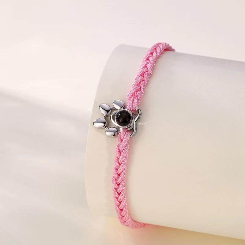 Beaded Personalized Photo Projection Bracelet Custom Photo Dog Paw Bracelet Pet Photo Necklace Cat PawPendant Commemorative Gift - P12 Hub Europe