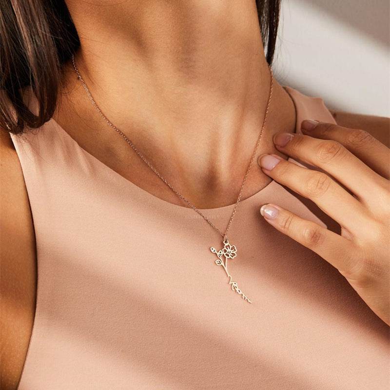 Stainless Steel Necklace December Flower Necklace - P12 Hub Europe