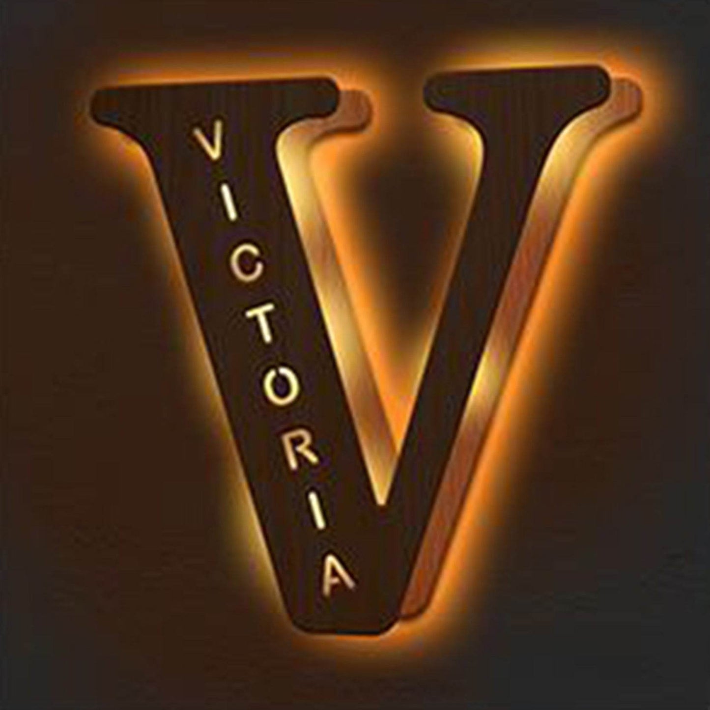 Custom Wooden Engraved USB LED Night Light 24 Letter Bedroom Home Decoration Birthday Gift for Friend Decorative Wall Lamp - P12 Hub Europe