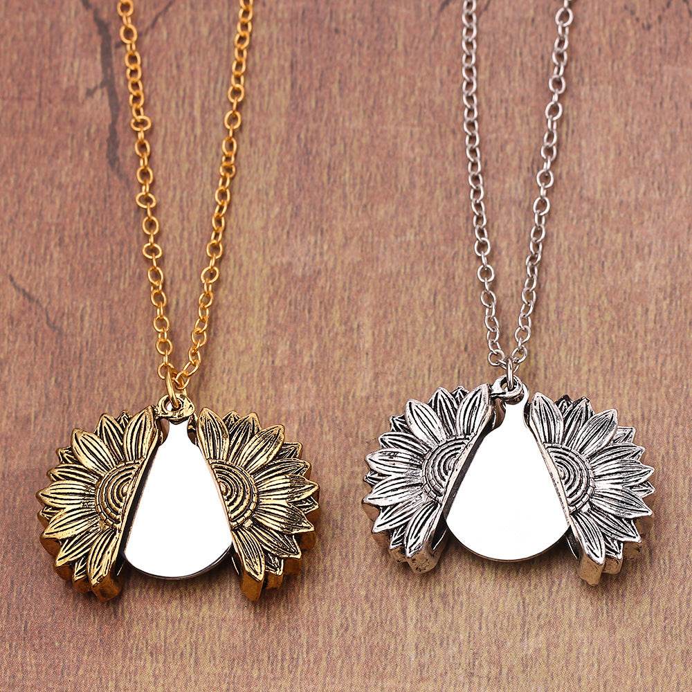 Personalized Engrave Name Date Sun Flower Necklace Fashion Custom Text For Women Men Choker Chain Jewelry Charm Gift - P12 Hub Europe