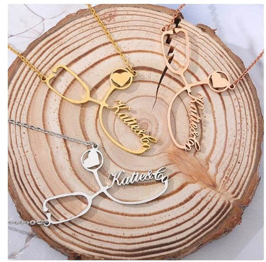 Customized Stainless Steel Stethoscope Name Necklace for Women Jewelry Gift - P12 Hub Europe