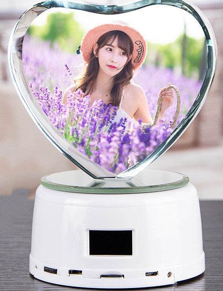 Personalized Gifts Crystal Photo Night Lamp Bluetooth Rotating Color Changing Music Player 3D Inner Carved - P12 Hub Europe