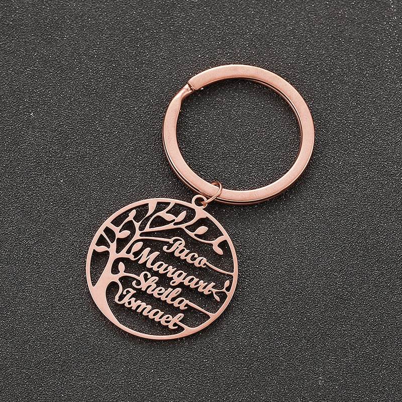 Custom Name Tree Of Life Stainless Steel Keychain - P12 Hub Europe
