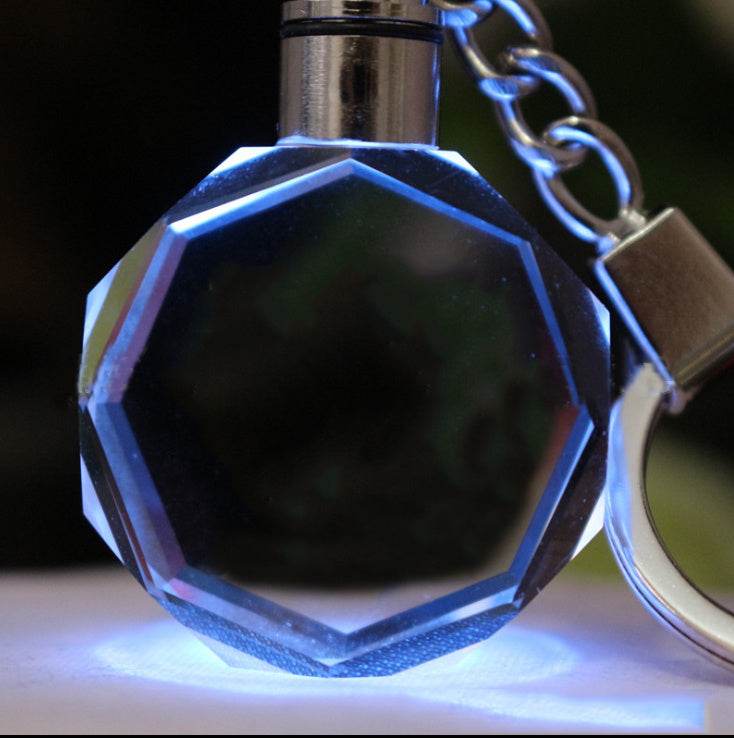 Crystal Keychain Customization Custom Photo Couple Family Souvenir Gift Laser Carve Crystal Keychain Photo Colorful LED Light Key Chain - P12 Hub Europe
