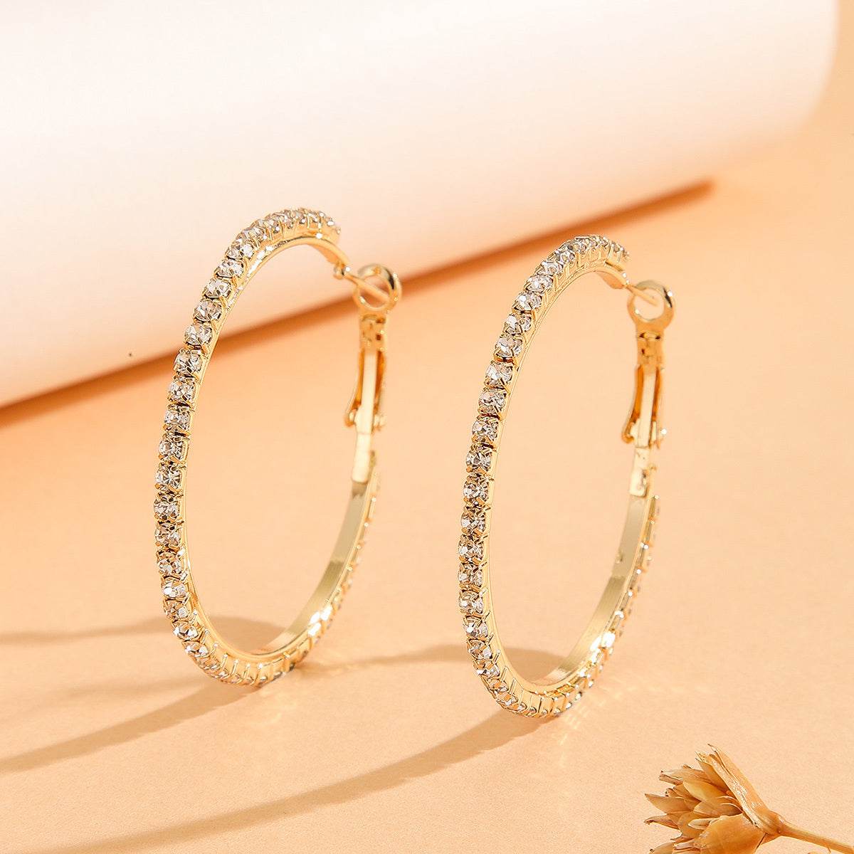 1 Pair European And American Zircon Inlaid Princess Style Large Earrings For Women, Worn At Daily Parties, Wedding Jewelry, Birthday Gifts - P12 Hub Europe