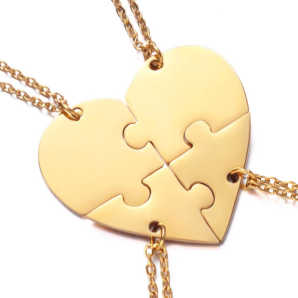 Stainless Steel Combination Heart-shaped Necklace Lettering - P12 Hub Europe