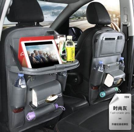 PU Leather Car Storage Bag Multifunction Seat Back Tray Hanging Bag Waterproof Car Organizer Automotive Interior Accessories - P12 Hub Europe