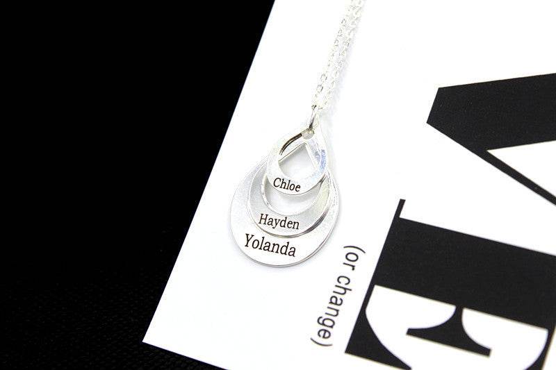 Cross Border Water Drop Combination Pendant Can Be Engraved With Letter Name Creative English Jewelry Mother's Day Gift - P12 Hub Europe