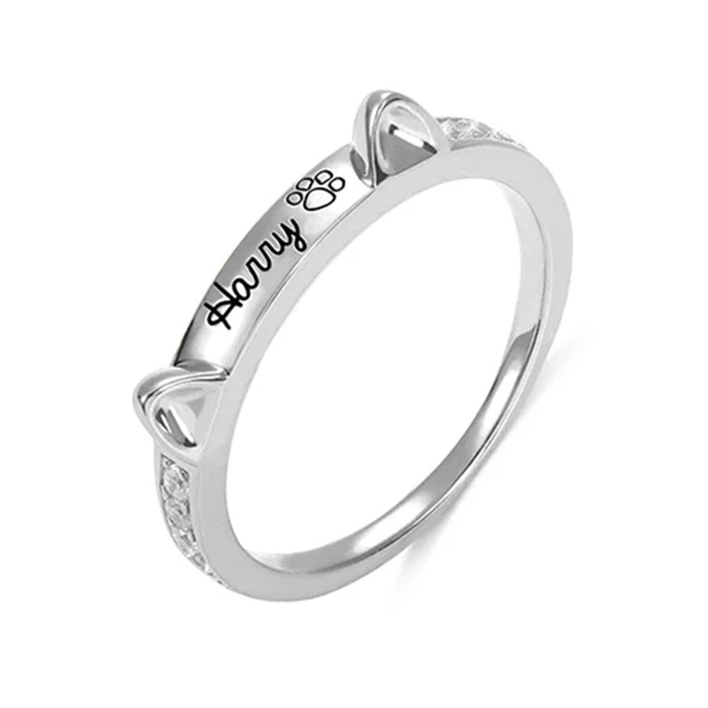 Personalized Pet Cat Ears Name Ring Fashion Jewelry - P12 Hub Europe