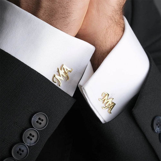 Handmade Frosted Personalized Name Abbreviation Metal Cufflinks - P12 Hub Europe