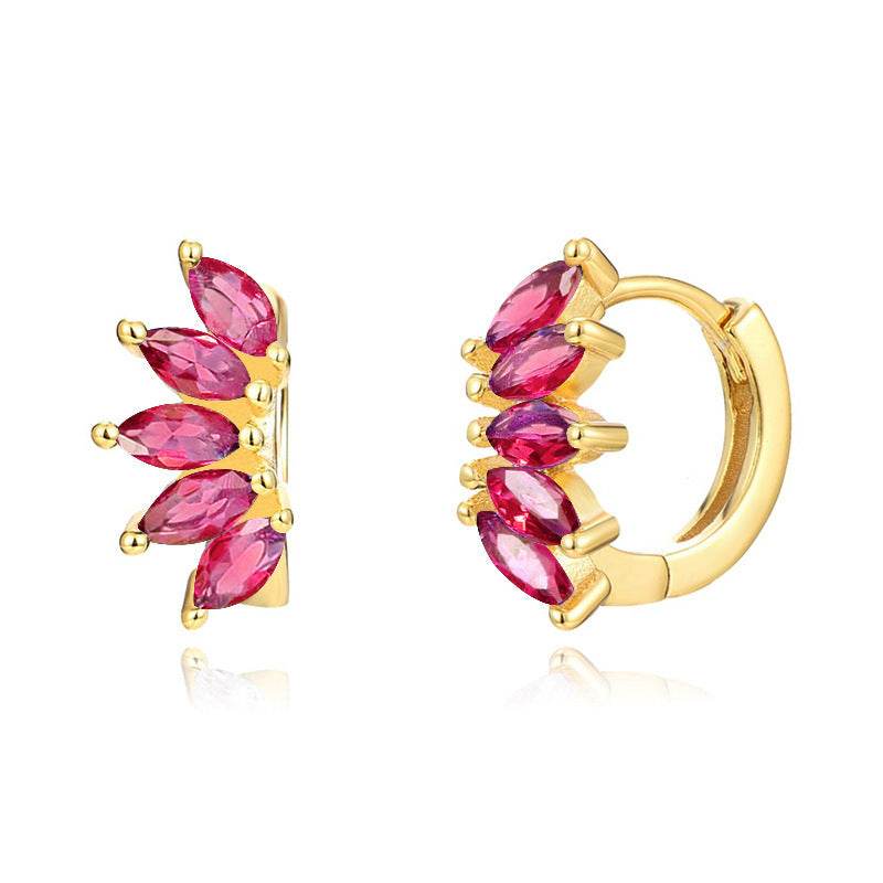 Ins Style Color Zircon All-match Earrings Symmetrical Horse Eye Stone - P12 Hub Europe