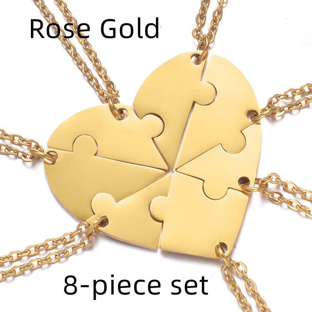 Stainless Steel Combination Heart-shaped Necklace Lettering - P12 Hub Europe