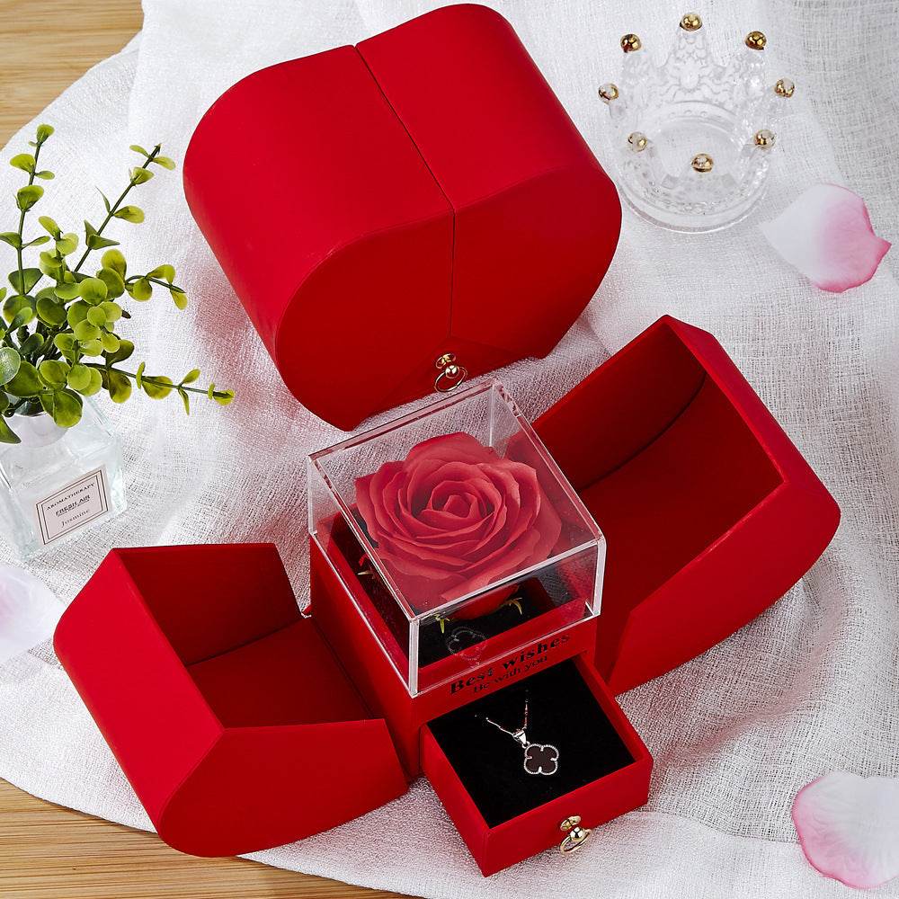 Apple Rose Jewelry Box Necklace Ring Ornament For Friends Christmas Valentine's Day - P12 Hub Europe