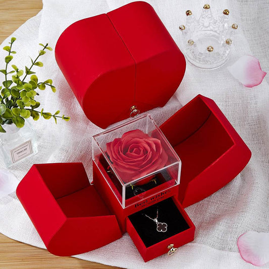 Apple Rose Jewelry Box Necklace Ring Ornament For Friends Christmas Valentine's Day - P12 Hub Europe