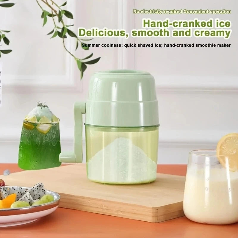 Mini Ice Crusher, Machine Portable Ice Shaver Hand Operated Shaved Ice Milkshake Maker, Premium Manual Hand Crank Operated