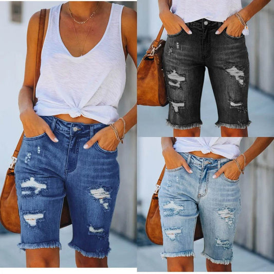 Ripped Tassel Denim Shorts - P12 Hub Europe