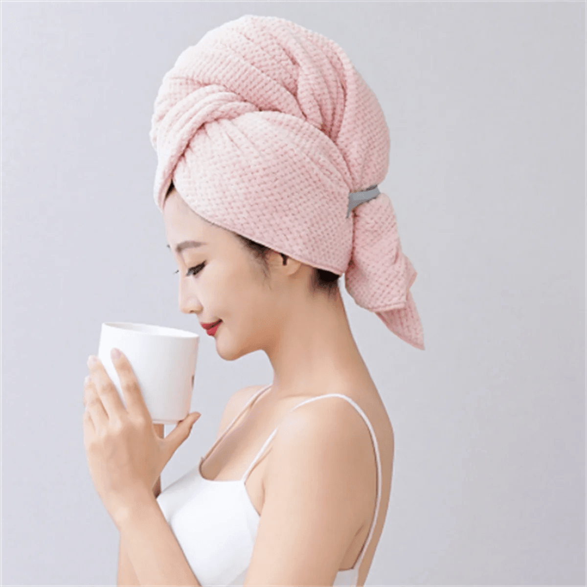 Super Absorbent Elastic Band Head Towel for Women's Hair Drying - Extra Large Microfiber Hair Towel Wrap with Headband - P12 Hub Europe