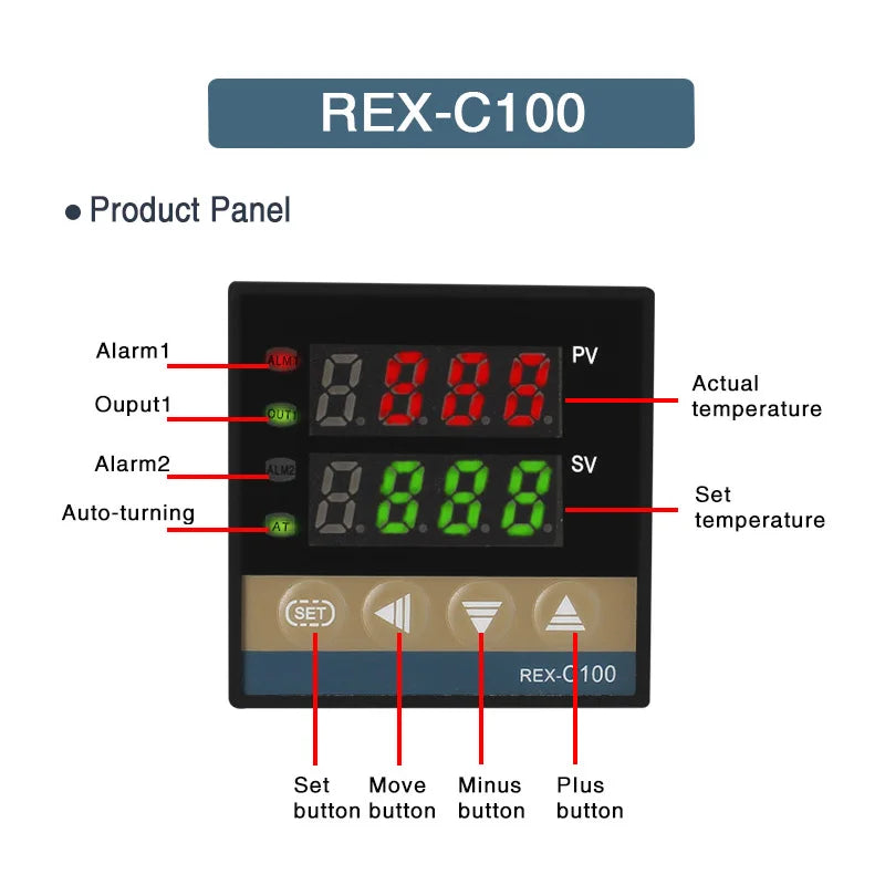 REX-C100 PID Temperature Controller 220v 400 degree Digital thermostat Output 40A SSR K Type Thermocouple
