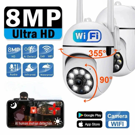 Outdoor Camera 8MP WiFi PTZ 4X Zoom, AI Track, 2-Way Audio - P12 Hub Europe