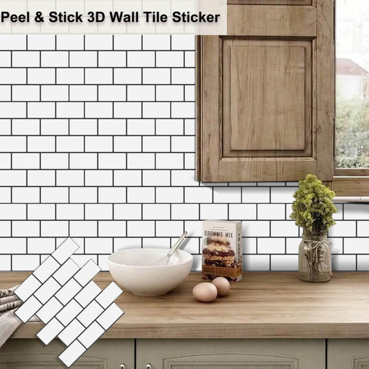 Subway Wall Stickers Peel and Stick 3d Brick Vinyl Wallpaper Bathroom Kitchen Backsplash Wall Decals 10 Sheets - P12 Hub Europe