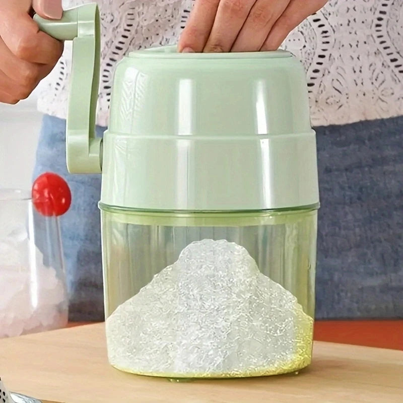 Mini Ice Crusher, Machine Portable Ice Shaver Hand Operated Shaved Ice Milkshake Maker, Premium Manual Hand Crank Operated