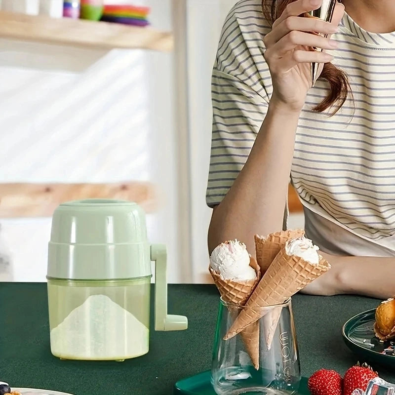 Mini Ice Crusher, Machine Portable Ice Shaver Hand Operated Shaved Ice Milkshake Maker, Premium Manual Hand Crank Operated