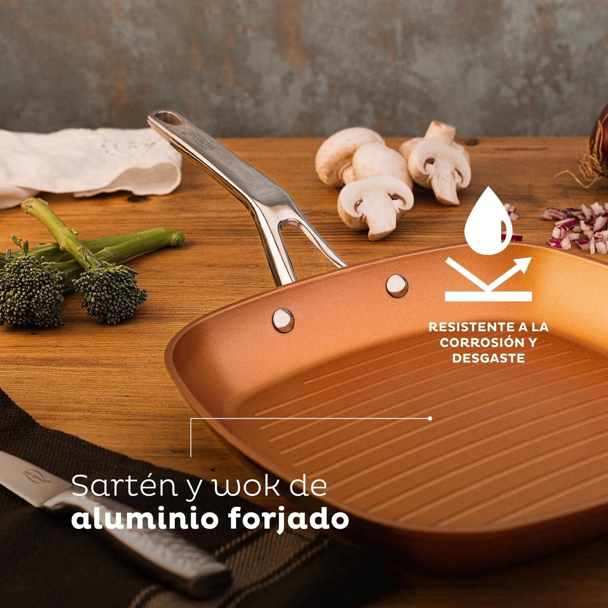 San ignacio grill and wok frying pan set 28cm - quantanium coating - complete kitchen set - P12 Hub Europe