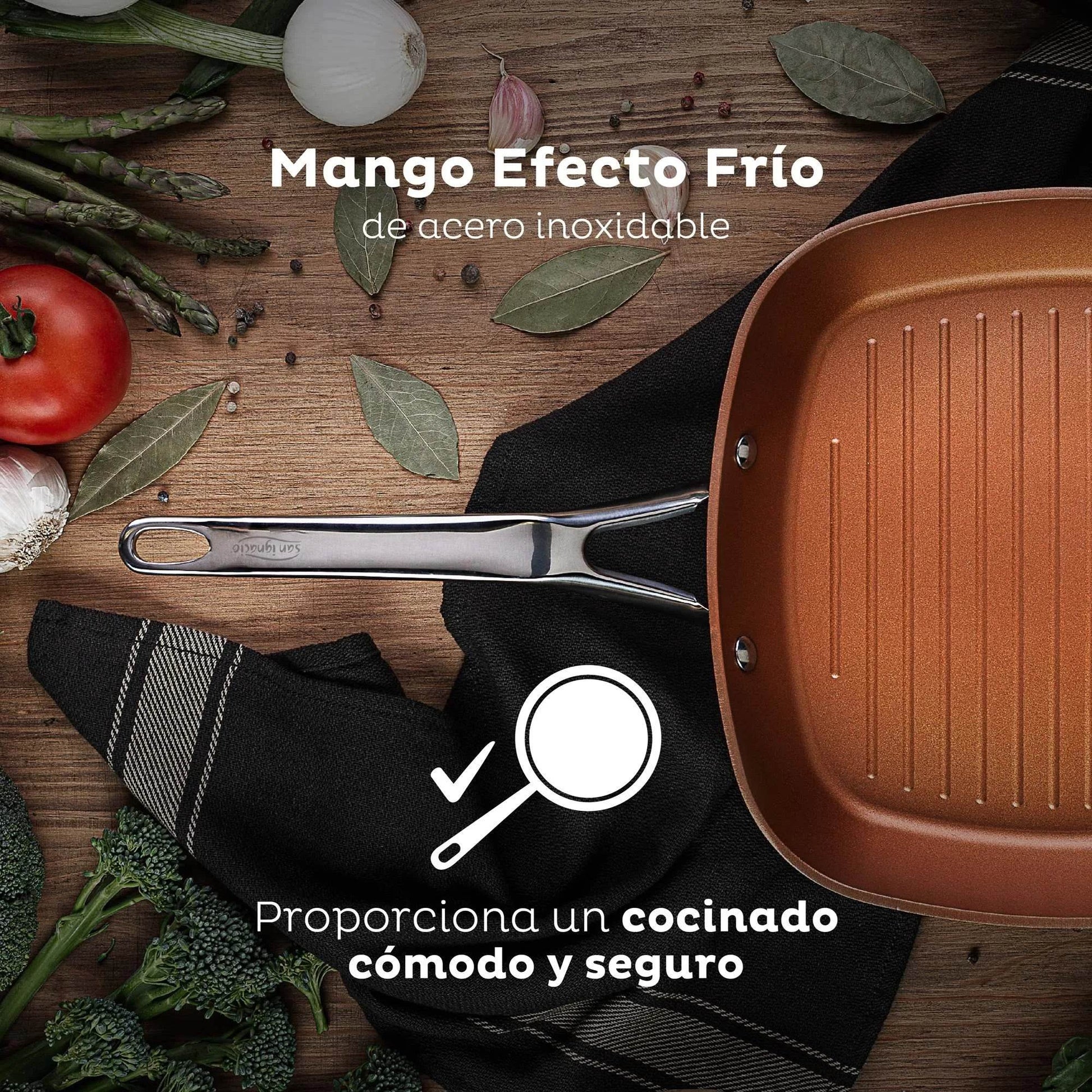 San ignacio grill and wok frying pan set 28cm - quantanium coating - complete kitchen set - P12 Hub Europe