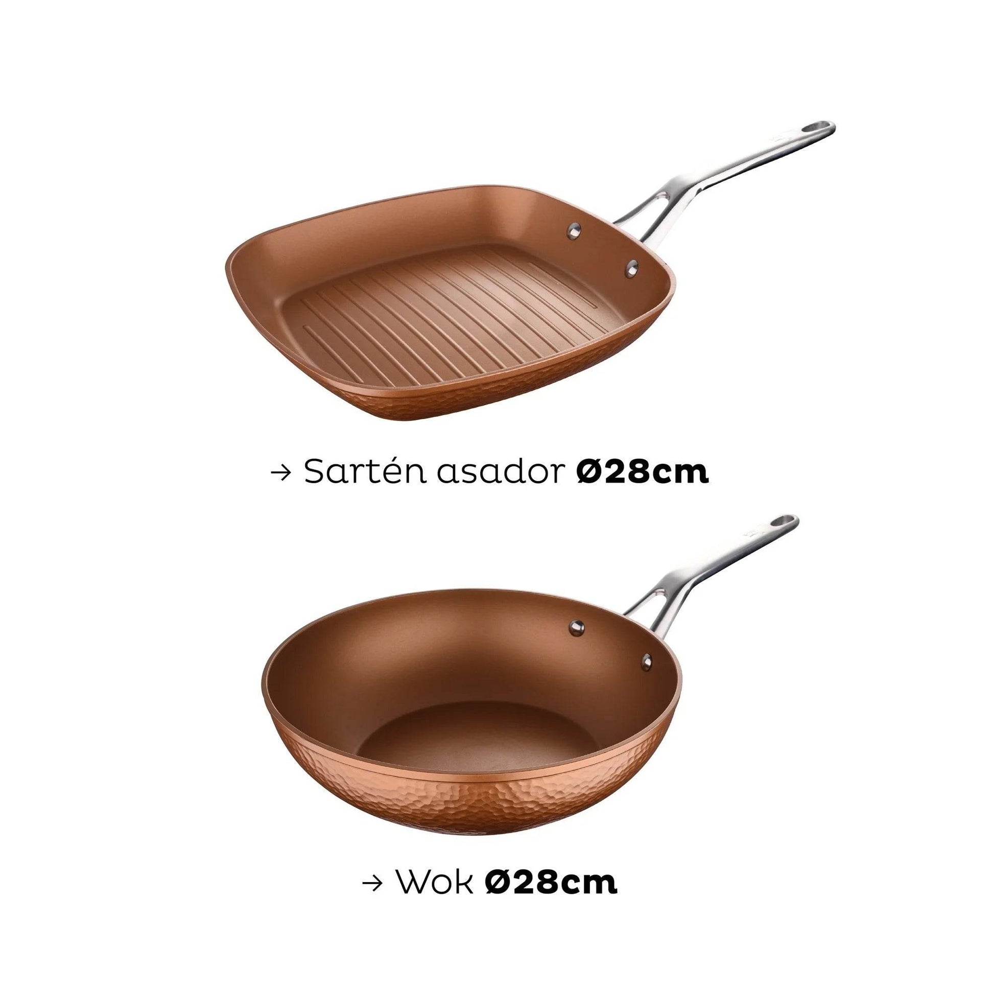 San ignacio grill and wok frying pan set 28cm - quantanium coating - complete kitchen set - P12 Hub Europe