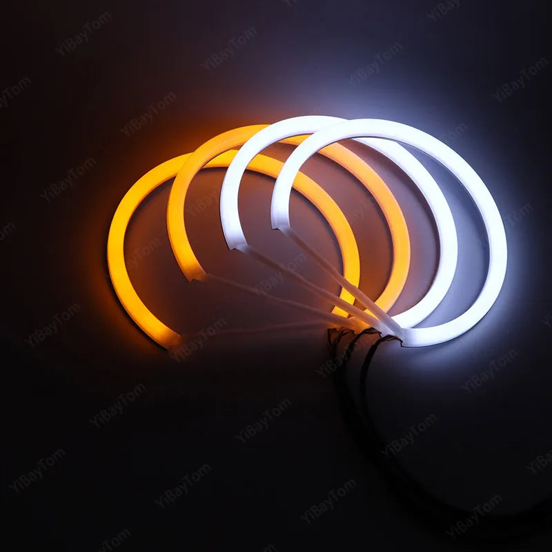 131mm+146mm SMD Cotton LED Angel Eye Ring Kit For For BMW 3 Series E46 Sedan 2001-2005 Gen Headlight Without Projector