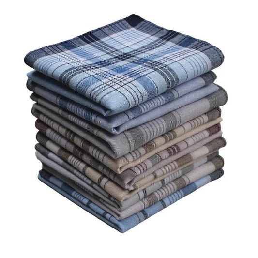 10Pcs Square Plaid Stripe Pocket for Wedding Party Restaurant Women's Handkerchief Hand Towel Cotton Handkerchiefs for Men - P12 Hub Europe