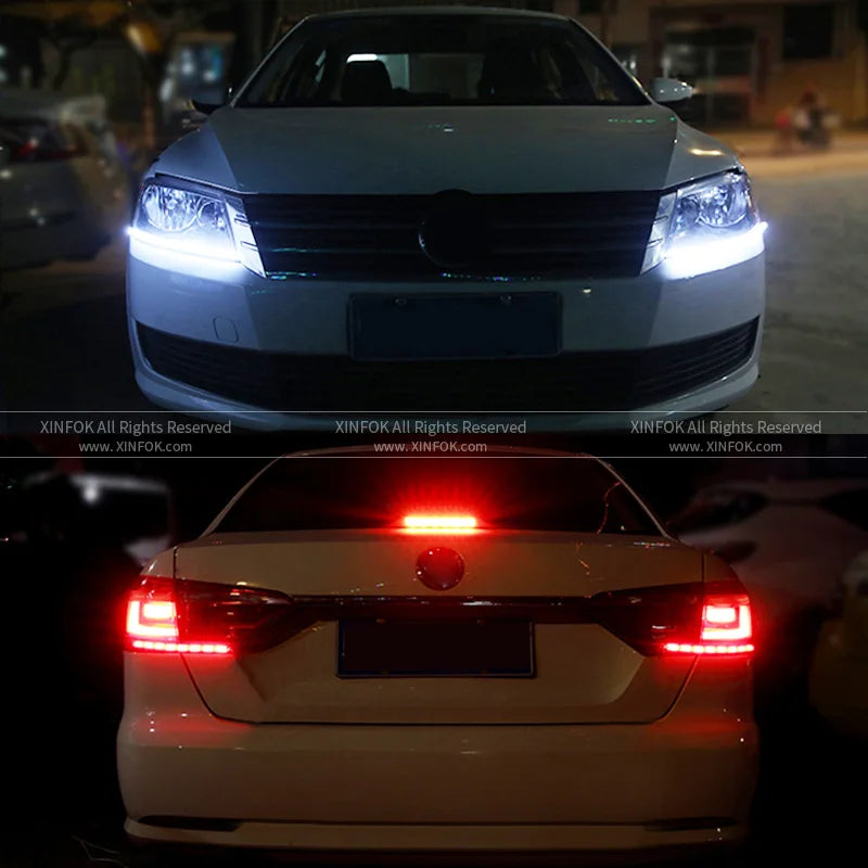 2Pcs Flowing DRL LED Daytime Running Light Sequential 12V Flexible LED Strip DRL Turn Signal Lamp for Car Driving Light