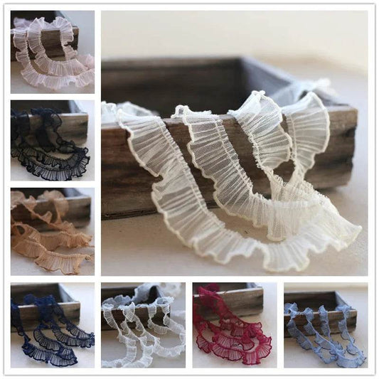 NEW Pure Color Mesh Organ Folds Ruffled Lace DIY Pet Toy Babydoll Bib Sewing Fluffy Multilayer Cake Skirt Decoration Accessories - P12 Hub Europe