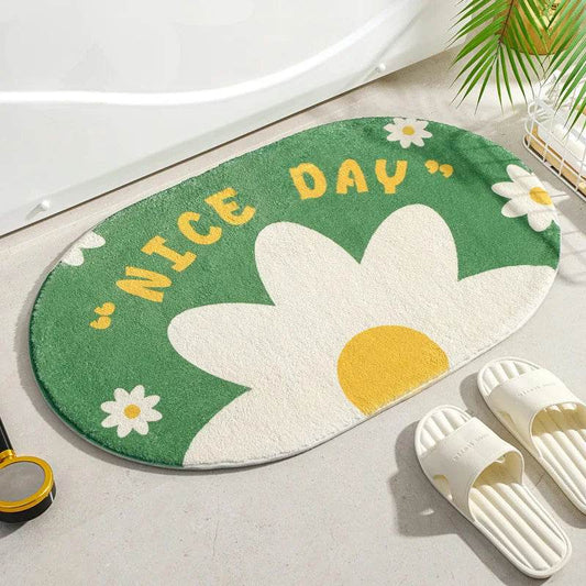 Small Fresh Floor Mats Soft Flowers Words Rugs Home Entrance Carpets Bedroom Toilet Bathroom Door Absorbent Non-Slip Foot Pad - P12 Hub Europe