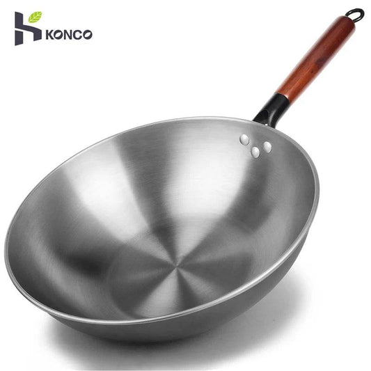 Konco Handmade Iron Wok Traditional Cookware Iron Pot Non-coating Healthy Wok Gas Cookware-30/32/34CM - P12 Hub Europe