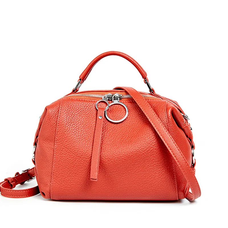 Zency Women's Handbag Genuine Leather Cowhide Cross Body Bags Ladies Shoulder Top Handle Satchel Trendy 2025 Boston Bags Shopper