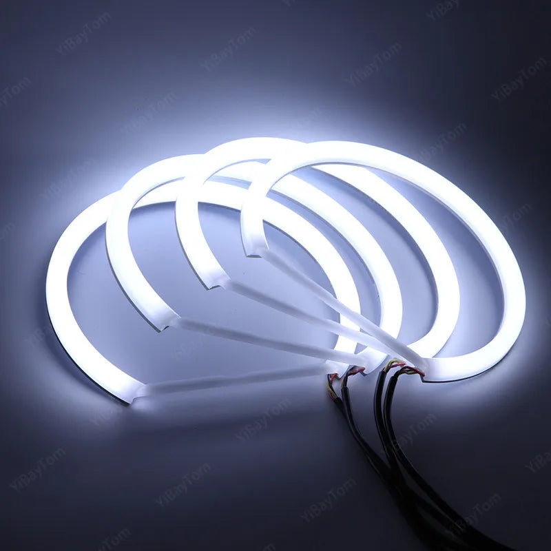 131mm+146mm SMD Cotton LED Angel Eye Ring Kit For For BMW 3 Series E46 Sedan 2001-2005 Gen Headlight Without Projector