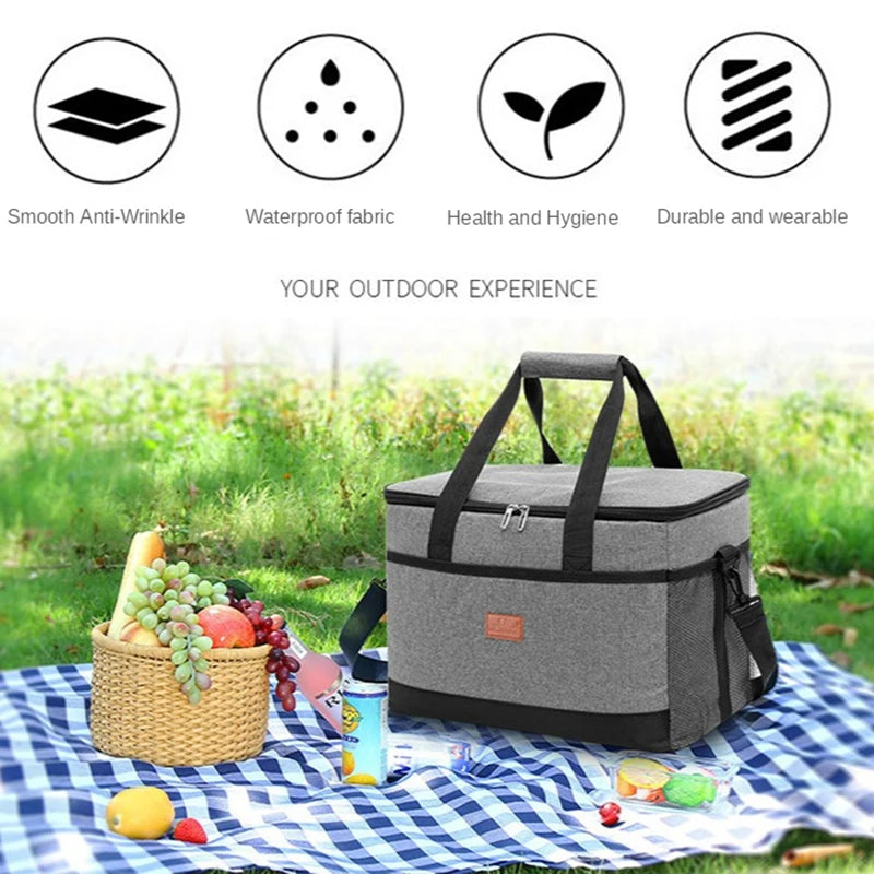 15L/25L Cooler Bag Thermal Bags with Hard Liner Large Insulated Picnic Lunch Bag Box for Camp Travel Outdoor Camping Storage Bag