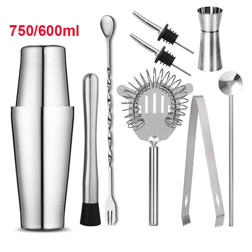 1/6/9/11pcs Boston Shaker Professional Stainless Steel Bartender Wine Cup Cocktail Mixer Martini Cocktail Shaker Bar Set - P12 Hub Europe