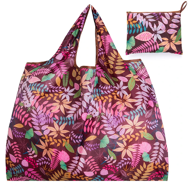Personal Style Large Tote ECO Reusable Polyester Portable Shoulder Women's Handbags Folding Pouch Shopping Bag Storage