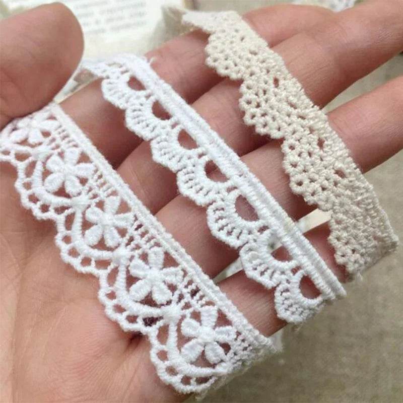 NEW Cotton Embroidered White Beige Flower Lace Fabric Dubai Wide Sewing DIY Trim Applique Ribbon Cord Collar Dress Guipure Decor - P12 Hub Europe