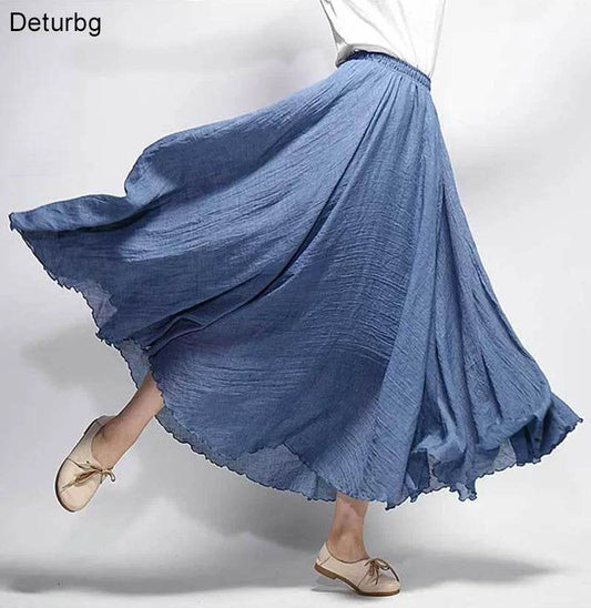 Women's Elegant Linen Maxi Skirt - P12 Hub Europe