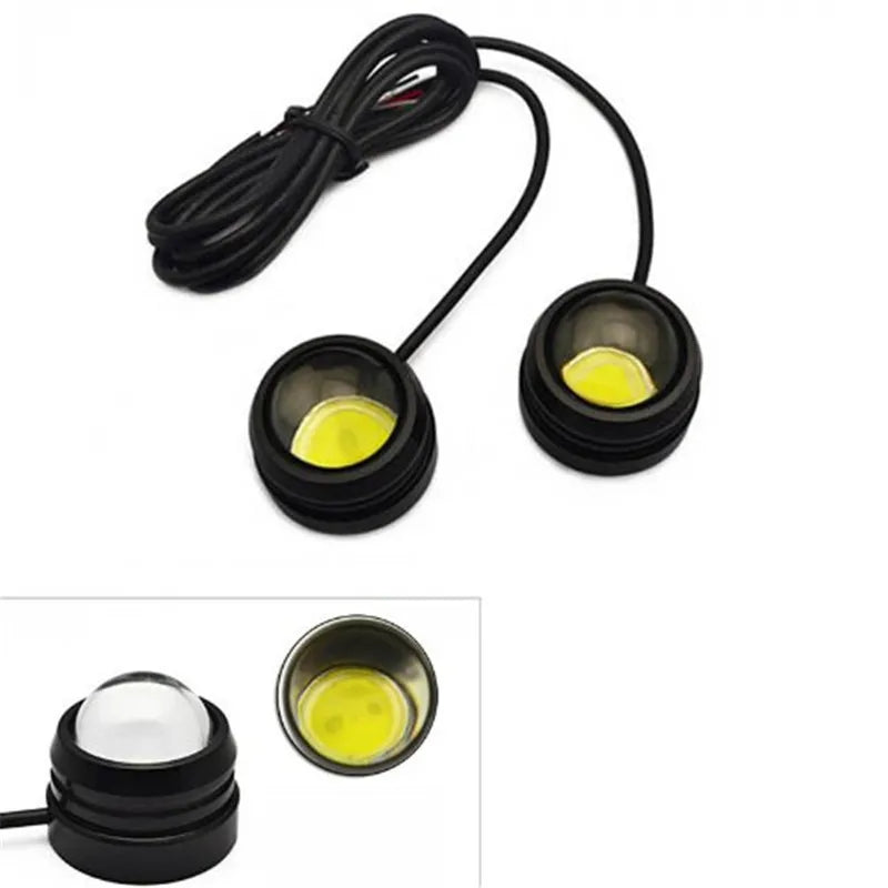 2Pcs White 12V 6000K Car Led Eagle Eye 23mm Daytime Running Lights Waterproof Fog Lamp Backup Reversing Parking Signal Styling