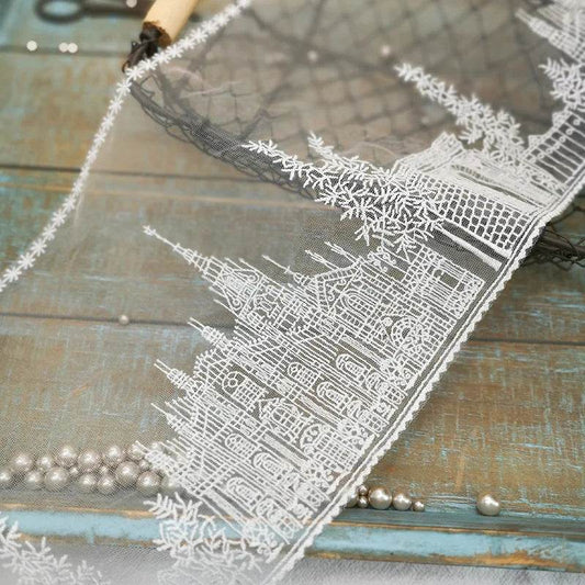 1Y Princess Castle Embroidery Lace Trim Cheongsam Dresses, Garments, Sewing Accessories, Lace Fabrics 17.3CM Wide - P12 Hub Europe