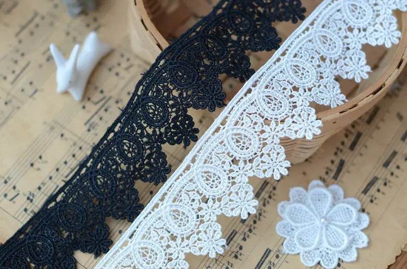 4.2CM Wide White Black Water Soluble Lace Exquisite Embroidered Fringe Ribbons Collar Trim Curtains Dress DIY Sewing Supplies - P12 Hub Europe