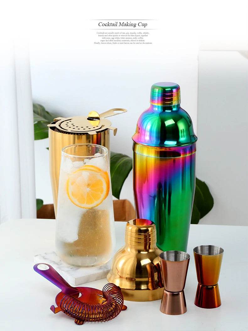 1-8PCS 750Ml Stainless Steel Bar Cocktail Shaker Set Bartender Tools Moijto Muddler Wine Bottle Stopper Cocktail Boston Barware - P12 Hub Europe